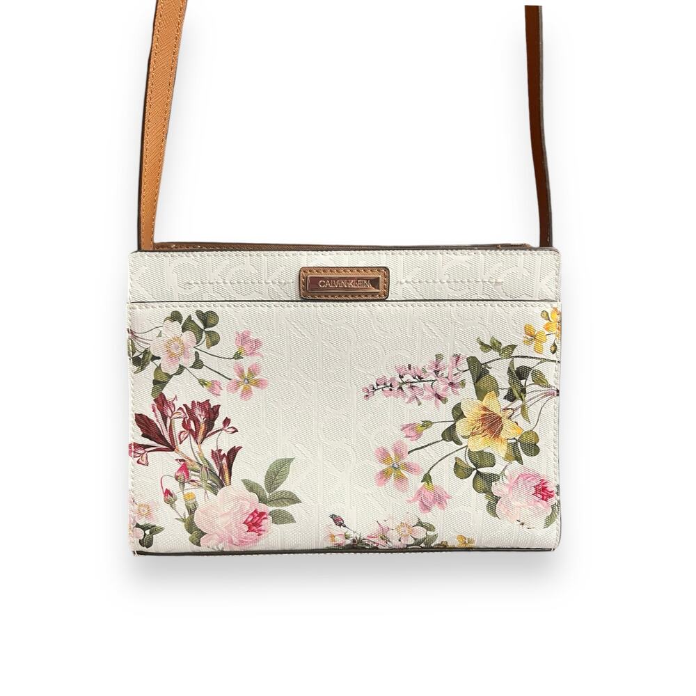 Calvin Klein White Floral Crossbody Purse